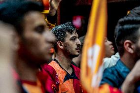 Galatasaray Fans Celebrating The Early Championship At Taksim