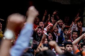 Galatasaray Fans Celebrating The Early Championship At Taksim