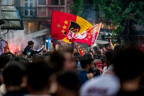 Galatasaray Fans Celebrating The Early Championship At Taksim