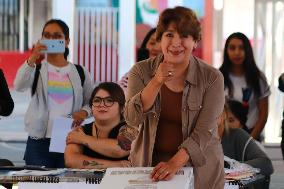 Delfina Gomez Casts Her Vote In Texcoco