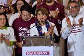Delfina Gomez Declares Herself The Winner At The End Of The Voting In The State Of Mexico