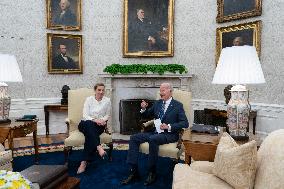 President Joe Biden meets with Prime Minister Mette Frederiksen of Denmark