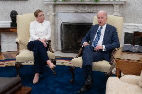 President Joe Biden meets with Prime Minister Mette Frederiksen of Denmark