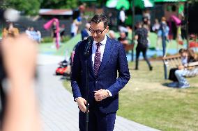 Polish Prime Minister Mateusz Morawiecki Met With The Inhabitants Of The Village.