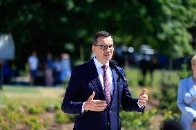 Polish Prime Minister Mateusz Morawiecki Met With The Inhabitants Of The Village.