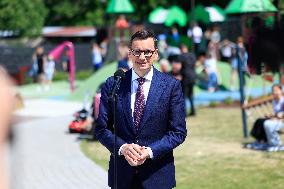 Polish Prime Minister Mateusz Morawiecki Met With The Inhabitants Of The Village.