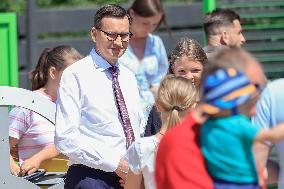 Polish Prime Minister Mateusz Morawiecki Met With The Inhabitants Of The Village.