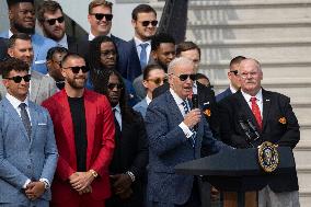 President Joe Biden welcomes the Kansas City Chiefs to the White House to celebrate their championship season and victory in Sup
