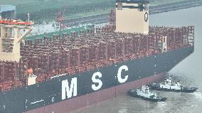 The World Largest Newly Built Container Ship MSC MARIELLA Started Sea Trials