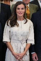 Queen Letizia Attends A Meeting With FAD Juventud