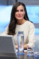 Queen Letizia Attends A Meeting With FAD Juventud
