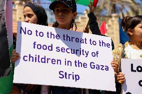 MIDEAST-GAZA CITY-WFP-HUMANITARIAN AID-STOPPING-DEMONSTRATION