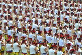 1400 Sumi Womens Perform A Traditional Rice Pounding Folk Song