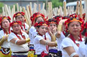 1400 Sumi Womens Perform A Traditional Rice Pounding Folk Song