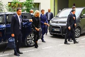 President Macron Arrives To Visit The Victims Of A Knife Attack At CHU - Grenoble