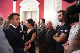 President Macron Meets Rescue Forces After A Knife Attack - Annecy
