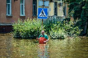 Humanitarian Aid And Rescue Of Citizens Of Kherson Affected By Flood After The Collapse Of Kakhovka Dam, Ukraine