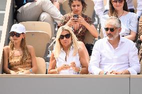 French Open - Stella Belmondo and Natty Tardivel At The Stands