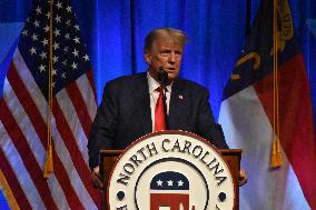 Former President Of The United States Donald J. Trump Delivers Remarks At The 2023 North Carolina State GOP Convention