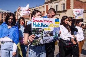 Demonstration 'Stop The Ecocide In Ukraine' In Krakow, Poland