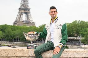 French Open - Novak Djokovic Poses With His Trophy