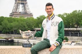 French Open - Novak Djokovic Poses With His Trophy