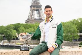 French Open - Novak Djokovic Poses With His Trophy