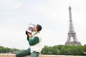 French Open - Novak Djokovic Poses With His Trophy