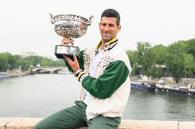 French Open - Novak Djokovic Poses With His Trophy