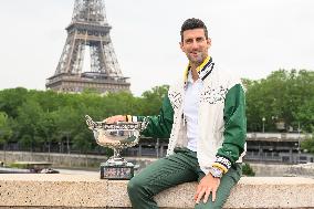 French Open - Novak Djokovic Poses With His Trophy