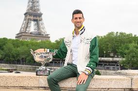 French Open - Novak Djokovic Poses With His Trophy