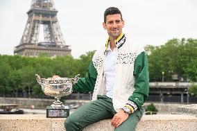 French Open - Novak Djokovic Poses With His Trophy