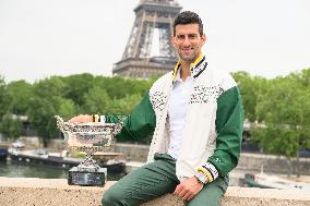 French Open - Novak Djokovic Poses With His Trophy