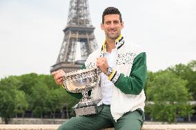 French Open - Novak Djokovic Poses With His Trophy