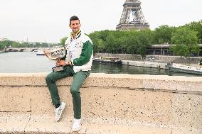 French Open - Novak Djokovic Poses With His Trophy