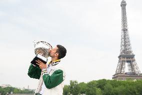 French Open - Novak Djokovic Poses With His Trophy