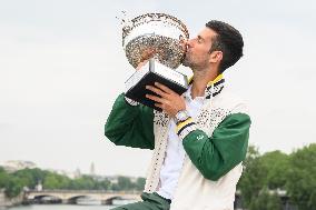 French Open - Novak Djokovic Poses With His Trophy