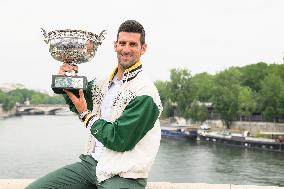 French Open - Novak Djokovic Poses With His Trophy