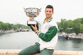 French Open - Novak Djokovic Poses With His Trophy