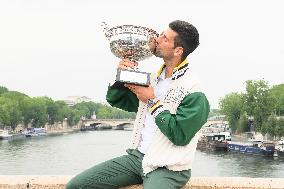 French Open - Novak Djokovic Poses With His Trophy