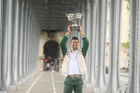 French Open - Novak Djokovic Poses With His Trophy