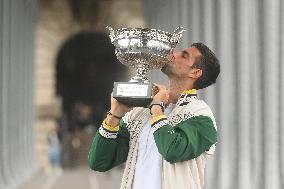 French Open - Novak Djokovic Poses With His Trophy