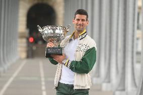 French Open - Novak Djokovic Poses With His Trophy