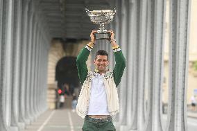 French Open - Novak Djokovic Poses With His Trophy