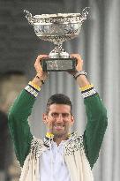 French Open - Novak Djokovic Poses With His Trophy