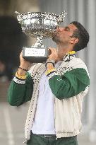 French Open - Novak Djokovic Poses With His Trophy