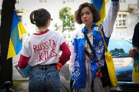 Rally In Support Of Ukraine After Khakovka Dam Disaster