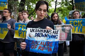 Rally In Support Of Ukraine After Khakovka Dam Disaster