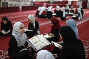 Palestinian Girls Study The Holy Koran