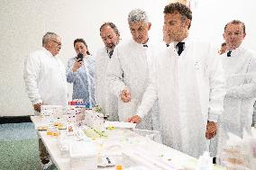 President Macron Visits Aguettant Pharmaceutical Laboratory - Champagne